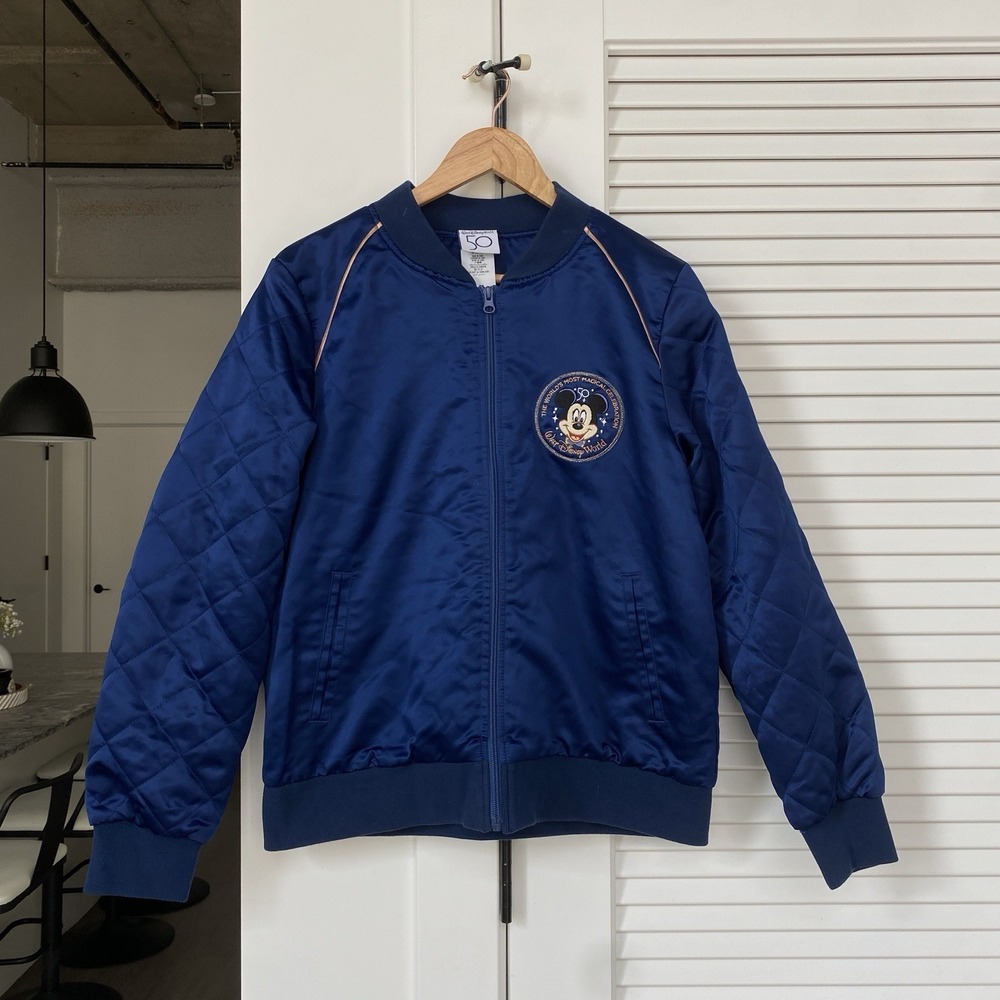 Walt Disney Parks Navy Limited Edition 50th Anniversary Quilted Bomber Jacket L